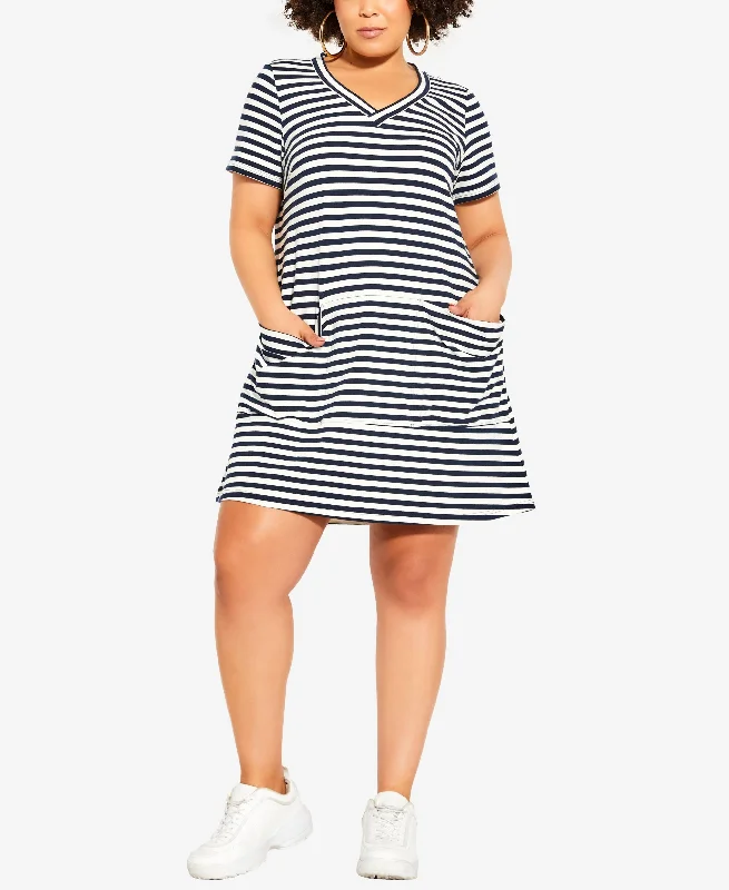 City Chic Trendy Plus Size Pocket Stripe Dress