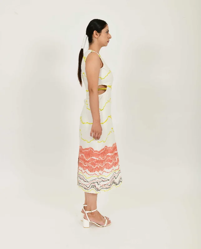 SALMON SIDE CUT DRESS