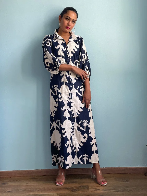 Blue Ikat Long Dress