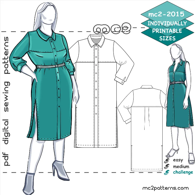 Shirt-Dress Summer-Duster with Front & Back Yokes