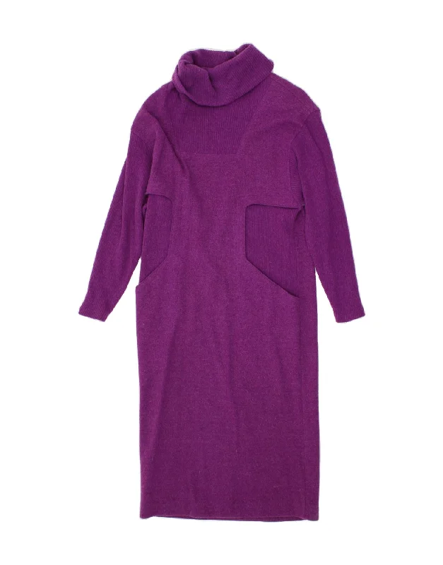 VINTAGE Womens Roll Neck Jumper Dress IT 44 Medium Purple