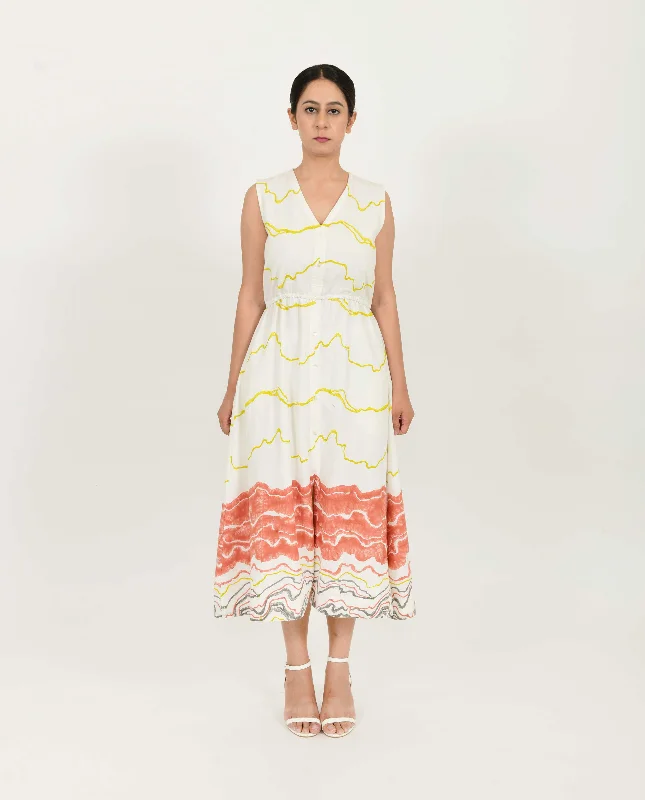 SALMON FRONT BUTTONED DRESS