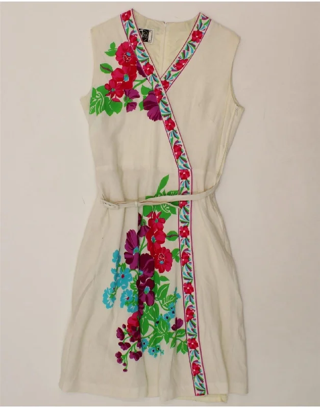 EIN FINK Womens Sleeveless A-Line Dress IT 42 Medium White Floral