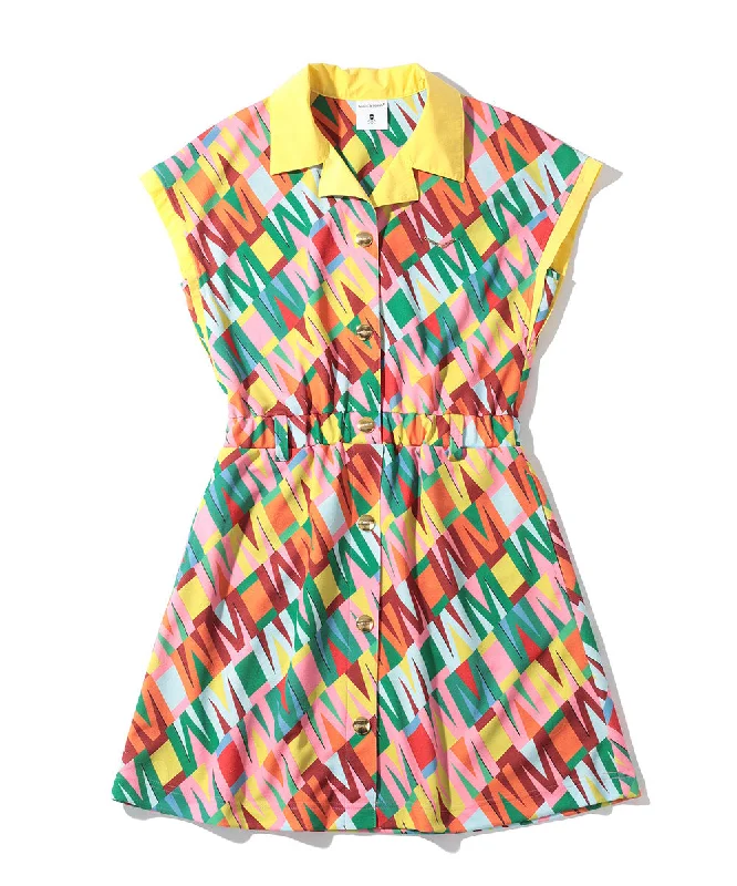 Women's Division Button Up Dress Yellow / Pink