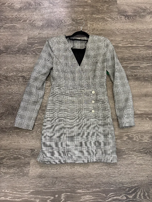 Zara Plaid Cross Rhinestone Button Dress - xs