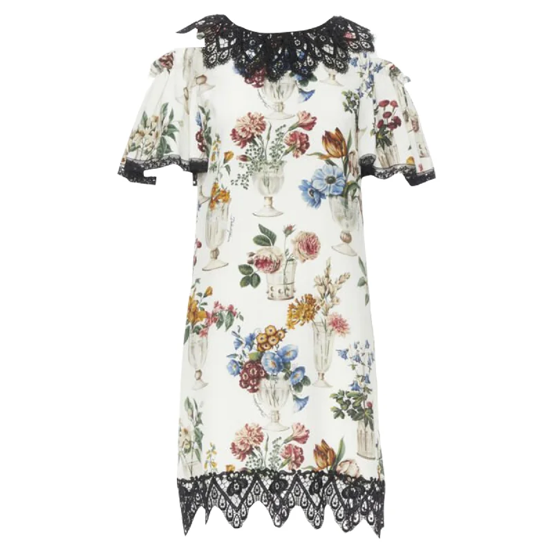 Dolce & Gabbana silk vase floral lace dress
