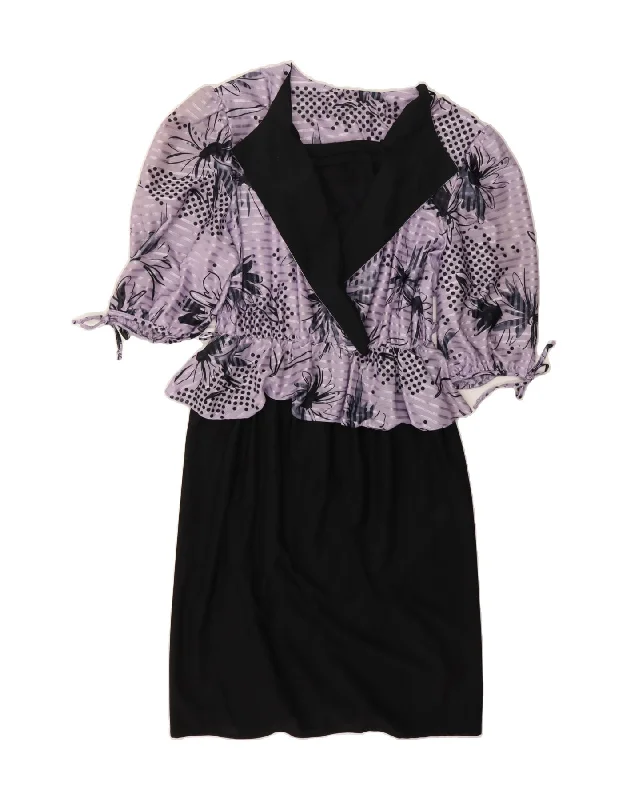 C&A Womens Peplum Dress IT 50 XL Purple Floral Polyester