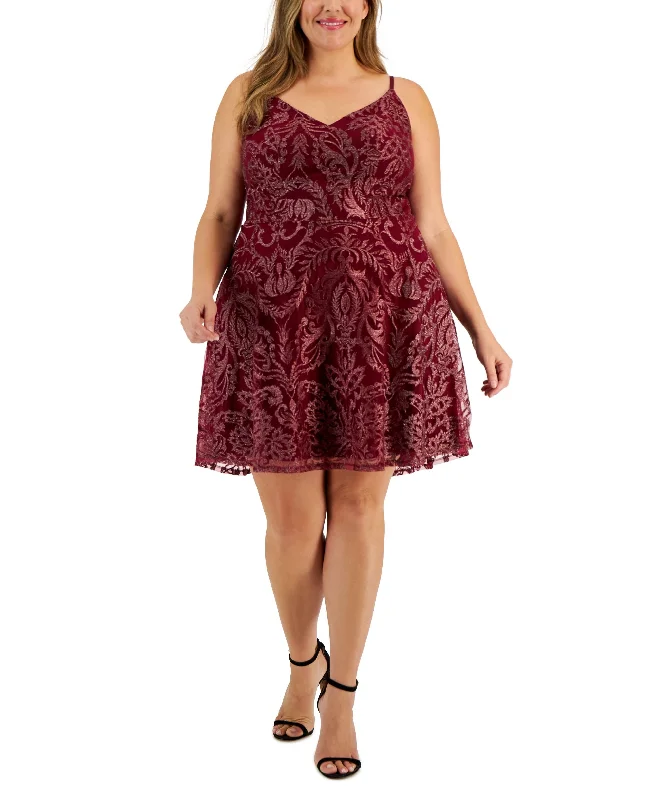 Speechless Trendy Plus Size Embroidered Mesh Dress