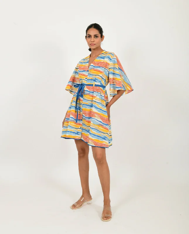 Wave Tie Up Dress Organic Cotton