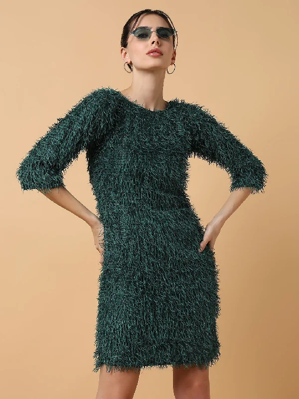 Women Solid Sheath Green Dress-CC-1736-Green