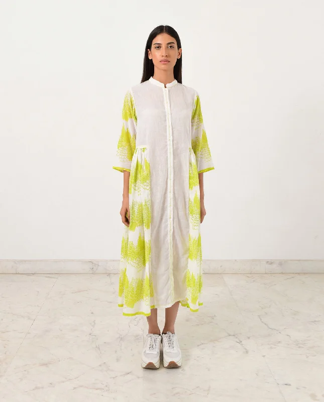 SIDE PLEATED GEO DRESS