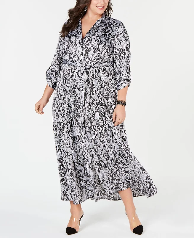 Plus Size Bell Sleeve V Neck Dress