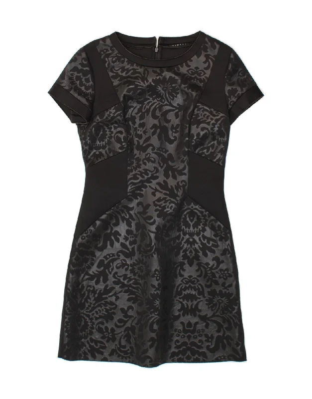 SISLEY Womens Sheath Dress UK 12 Medium Black Floral