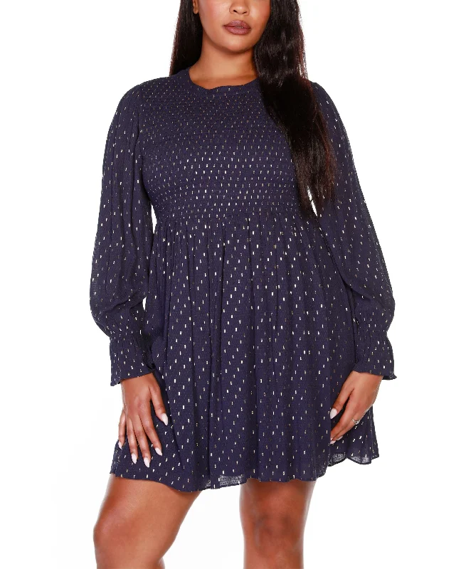 Belldini Black Label Plus Size Smocked Bodice Dress