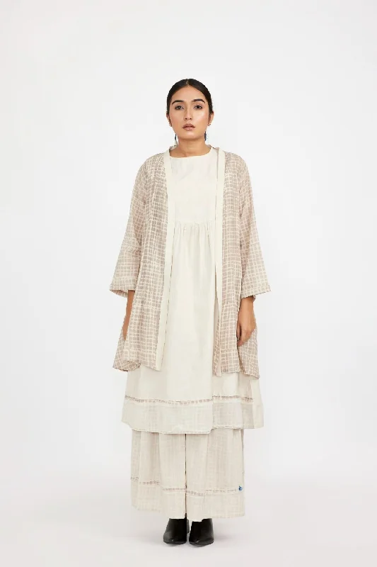 White Grey Long Dress Co-ords