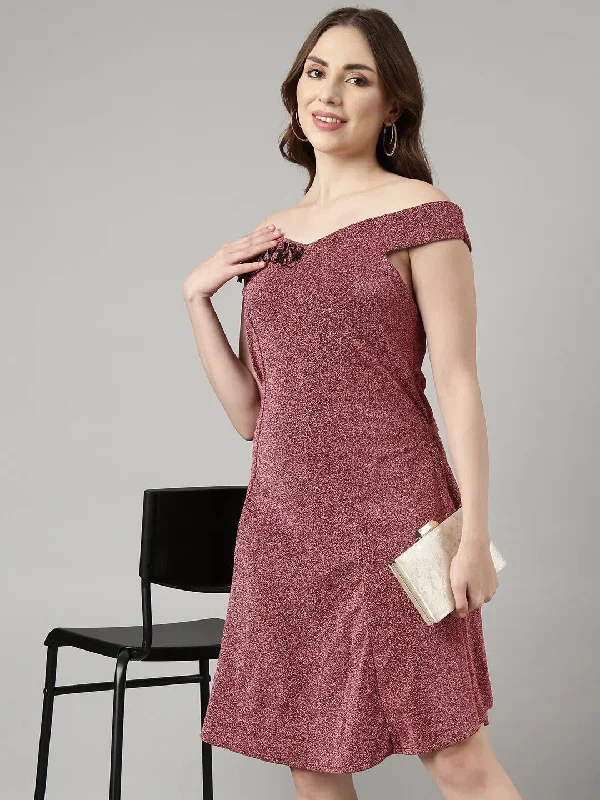 Women Pink Solid A-Line Dress-TE-6-Pink