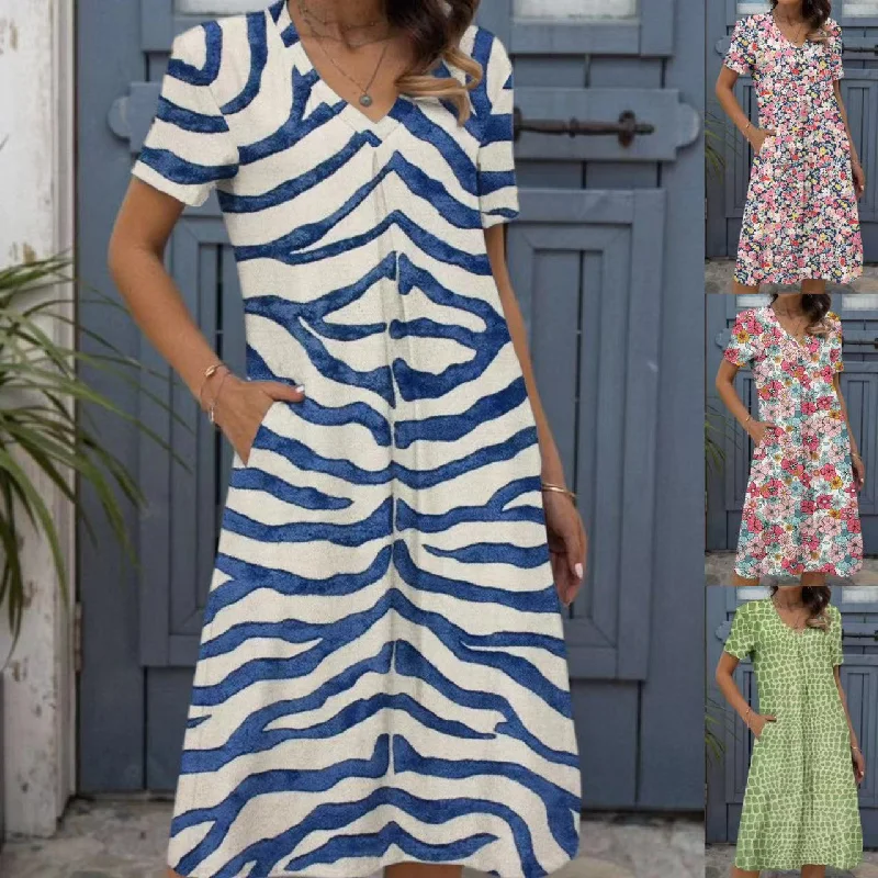 Women's Loose Fashion Digital Dress With Prints