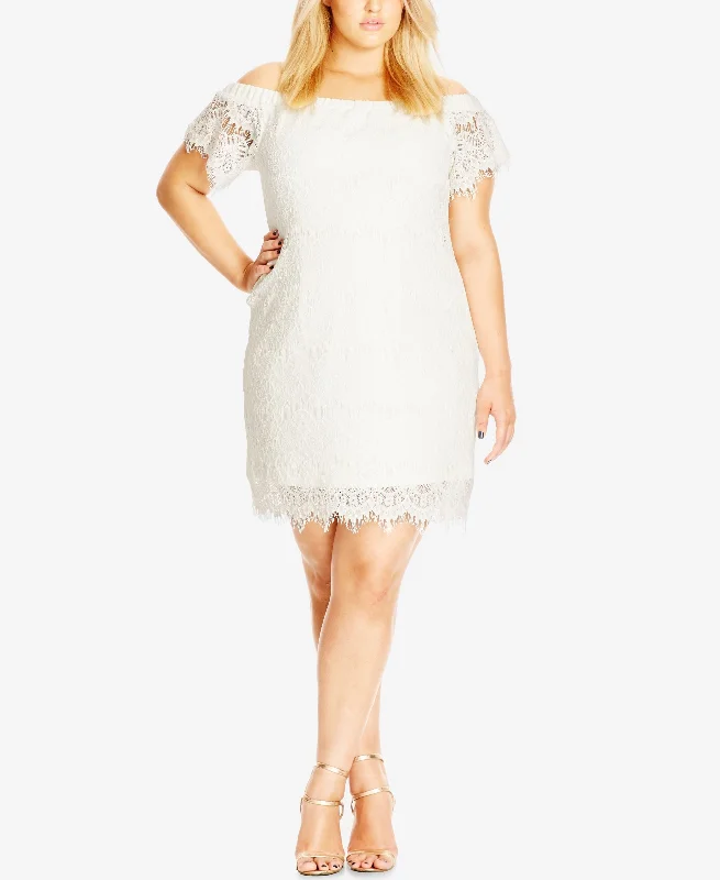 City Chic Trendy Plus Size Off The Shoulder Lace Dress