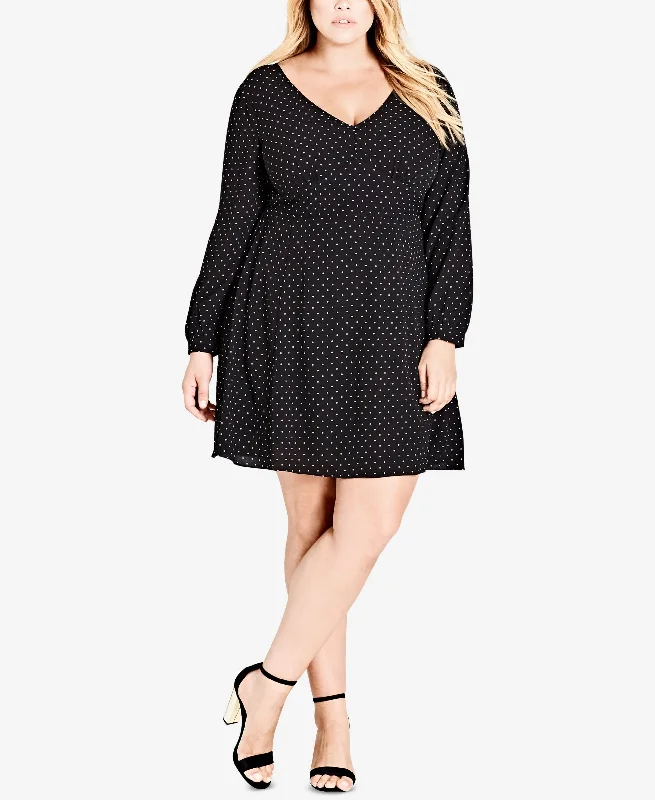 City Chic Trendy Plus Size Polka Dot A Line Dress