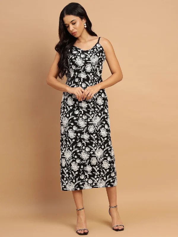 Embroidered Black dress-2822