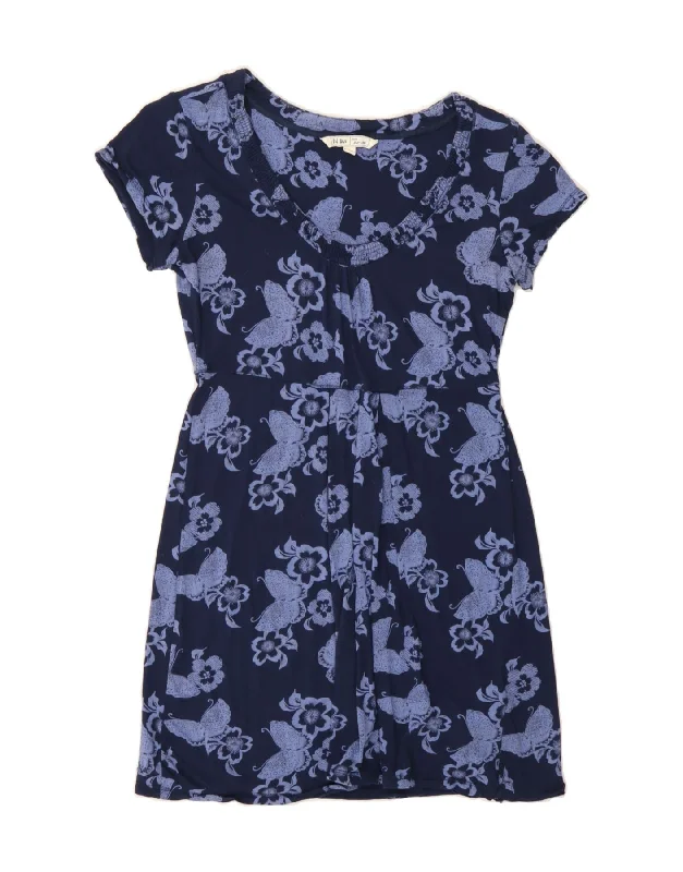 FAT FACE Womens A-Line Dress UK 12 Medium Navy Blue Floral Viscose