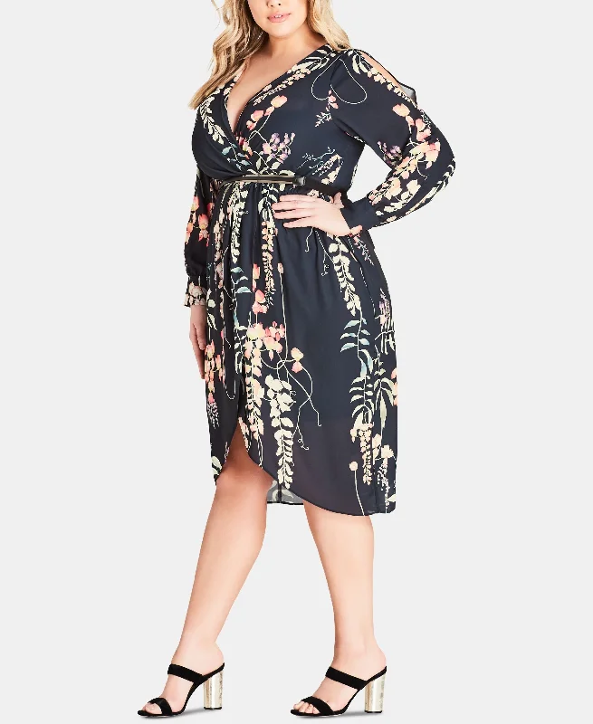 Trendy Plus Size Floral Vine Dress