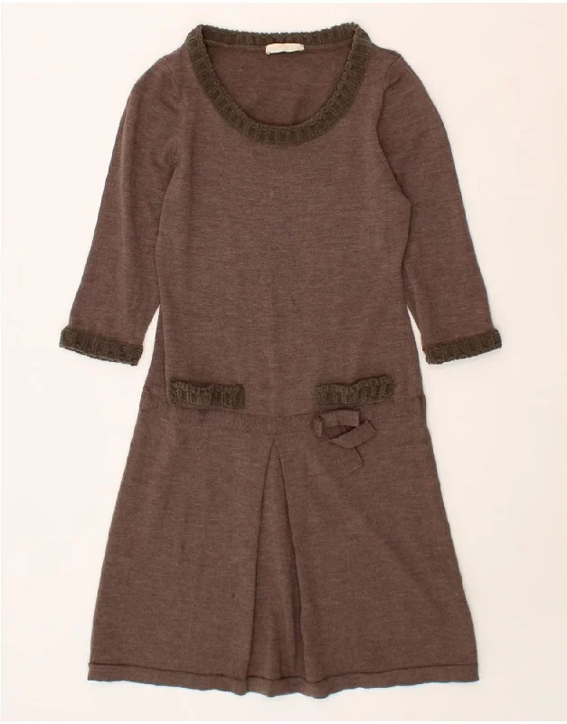 SCERVINO STREET Womens 3/4 Sleeve Jumper Dress UK 8 Small Brown
