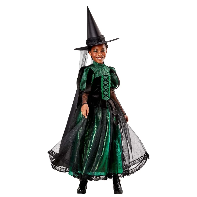Wicked Elphaba Deluxe Costume for Kids, Black and Green Dress