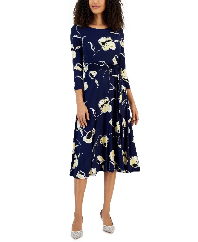 Women's Floral-Print Midi Fit & Flare Dress
