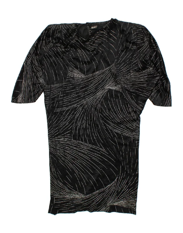 VINTAGE Womens 1/2 Sleeve Basic Dress UK 16 Large Black Striped