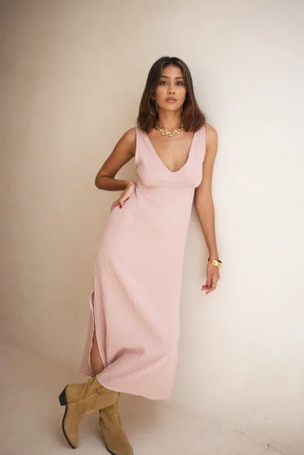 Isola Dress French Rose Cotton Double Bubble