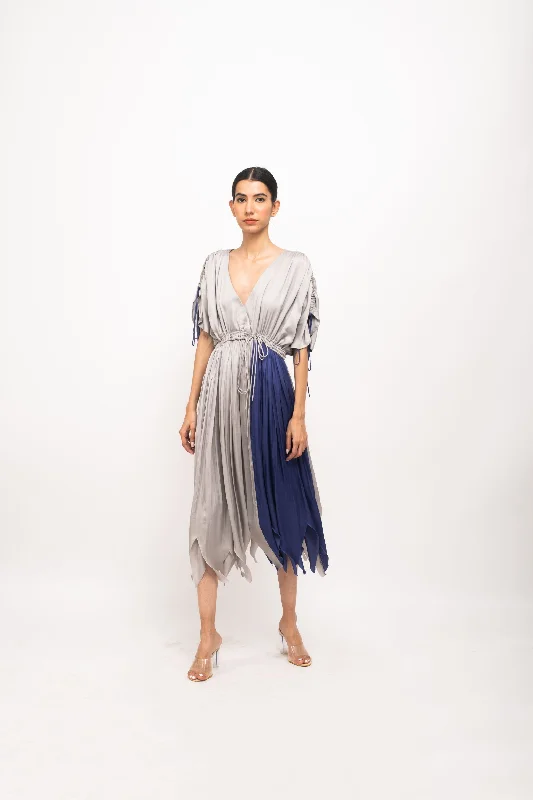 Grey-Blue Angrakha Dress