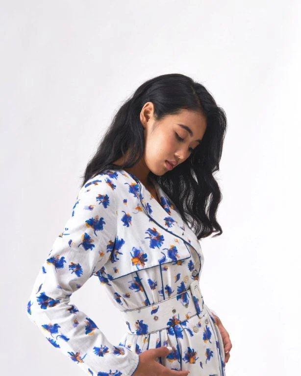 DARCY - HANDLOOM DENIM WHITE TRENCH DRESS
