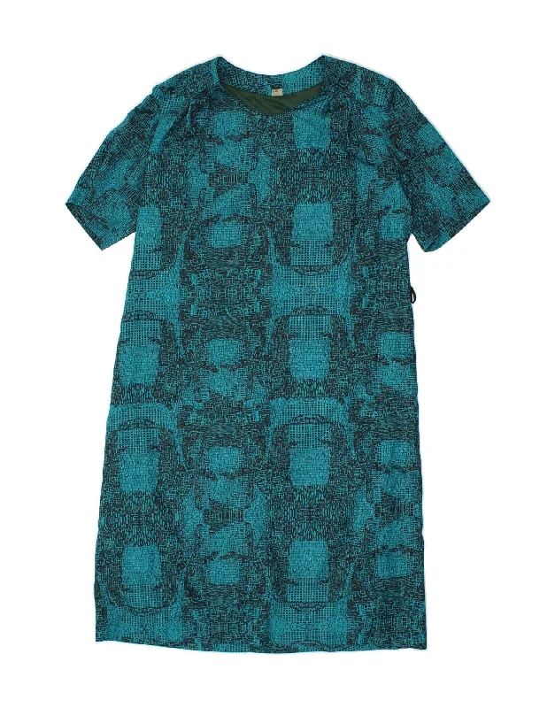 VINTAGE Womens Abstract Pattern Basic Dress IT 45 Large Blue