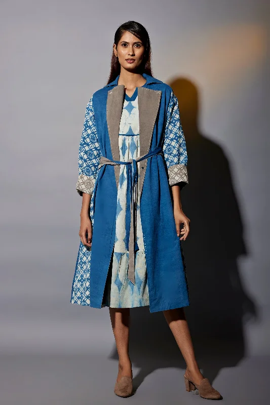Reversible Mud And Indigo Trench Dress Co-ord Set