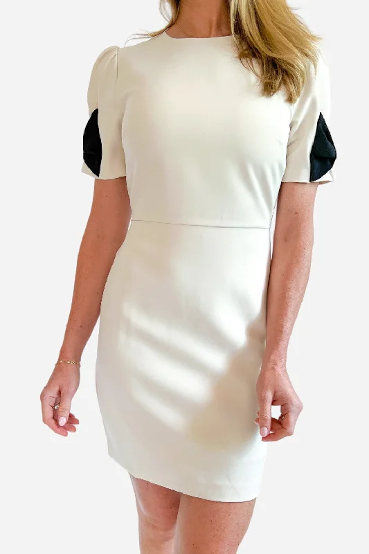 Adelyn Rae Beverly Bow Sleeve Mini Dress in Oyster White Fashionable Mini Dress with Frills