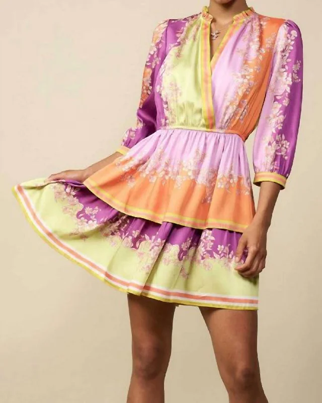 Floral Block Mini Dress In Spring Multi Fashionable Boho-Chic Mini Dress