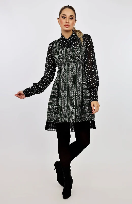 Jacquard Mini Dress Casual V-Neck Mini Dress