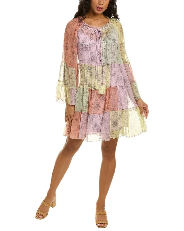Johnny Was Petunia Silk Mini Dress Chic Halter Mini Dress
