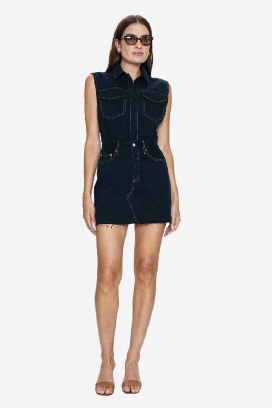 Pistola Julia Sleeveless Mini Dress in Noir Comfortable Smocked Mini Dress