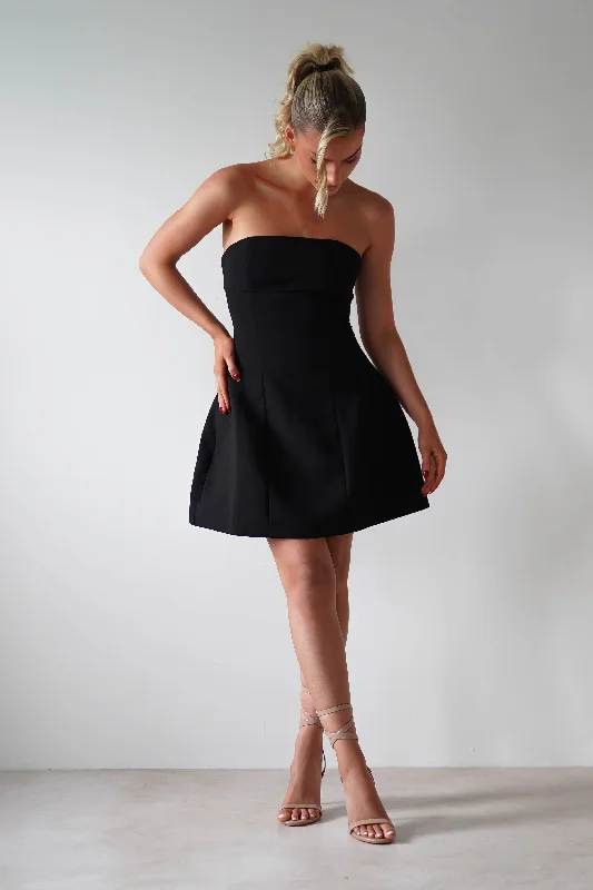 Miley Structured Mini Dress | Black Elegant Lace Mini Dress