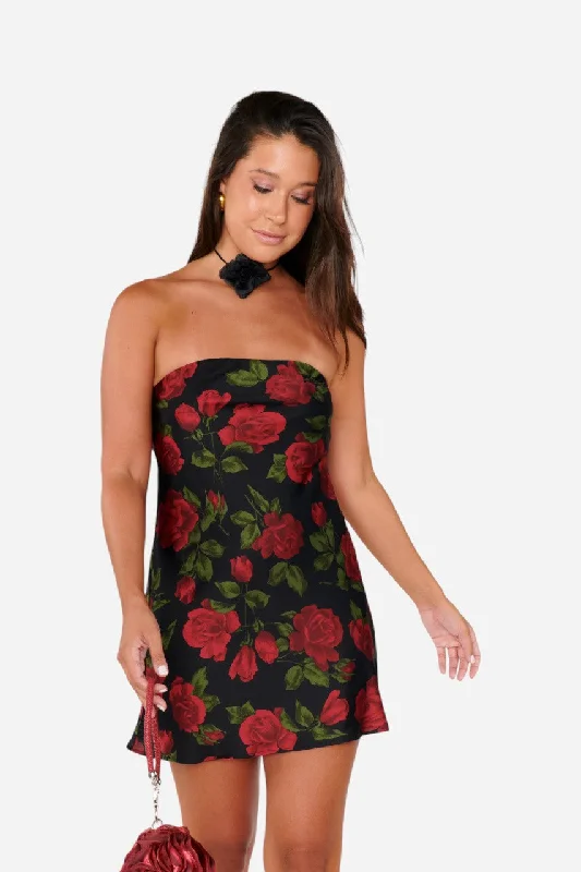 Show Me Your Mumu Taylor Tube Mini Dress in Send Me Roses Cozy Knit Mini Dress