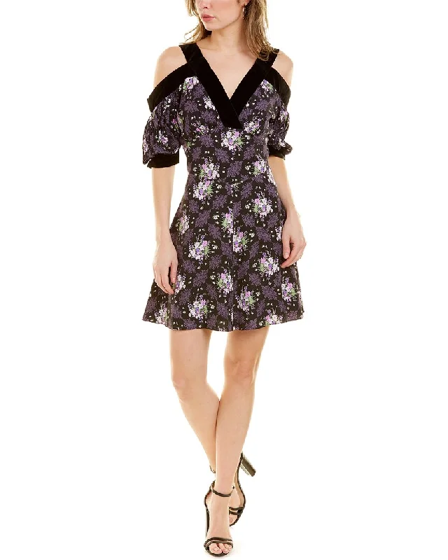 Ted Baker Leilia Cold-Shoulder Mini Dress Elegant Floral-Print Mini Dress