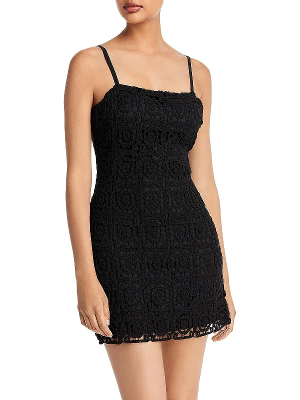 Womens Crochet Cocktail Mini Dress Fashionable Party Mini Dress