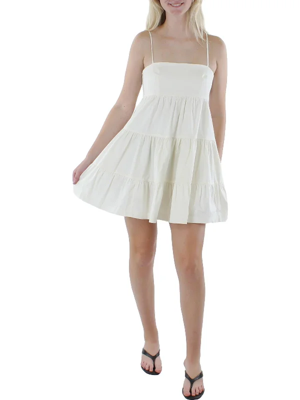 Womens Lace Up Above Knee Mini Dress Chic Tropical Mini Dress