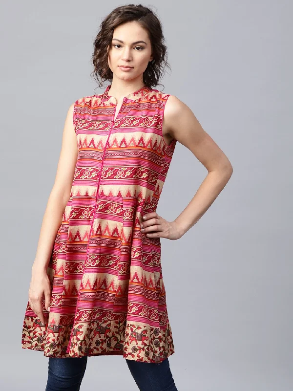 Women's Pink And Blue Printed Sleeveless Cotton Maxi Dress With Pocket - Nayo Clothing Classic Solid Maxi Dress Women's Pink And Blue Printed Sleeveless Cotton Maxi Dress With Pocket - Nayo Clothing Classic Solid Maxi Dress
