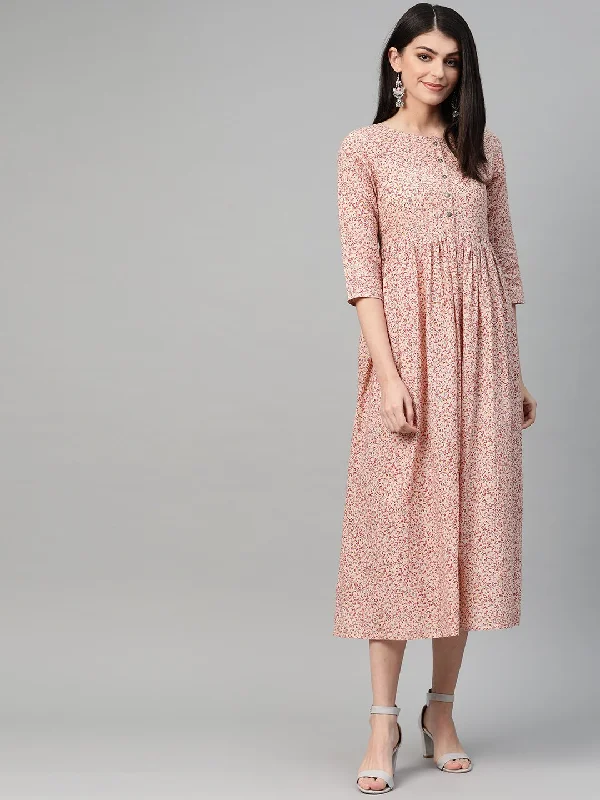 Women's peach & Multi Abstract Printed Maxi Dress - Nayo Clothing Stylish Boho Maxi Dress Women's peach & Multi Abstract Printed Maxi Dress - Nayo Clothing Stylish Boho Maxi Dress