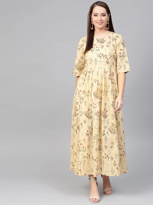 Women's Nayo Cream & Orange Floral Printed Maxi Dress - Nayo Clothing Elegant Velvet Maxi Dress Women's Nayo Cream & Orange Floral Printed Maxi Dress - Nayo Clothing Elegant Velvet Maxi Dress