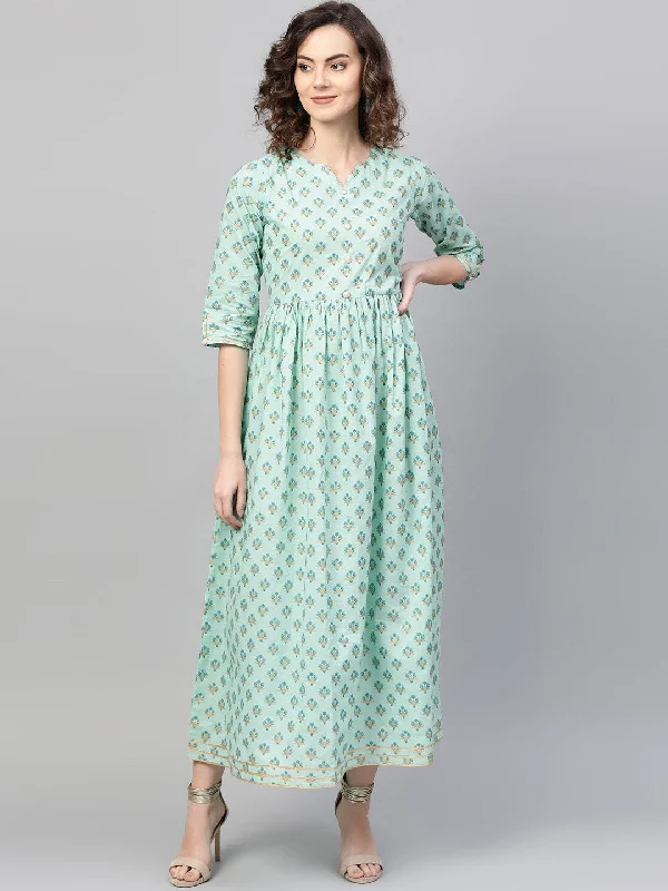Women's Green & Blue Floral Printed Maxi Dress - Nayo Clothing Classic Tulle Maxi Dress Women's Green & Blue Floral Printed Maxi Dress - Nayo Clothing Classic Tulle Maxi Dress