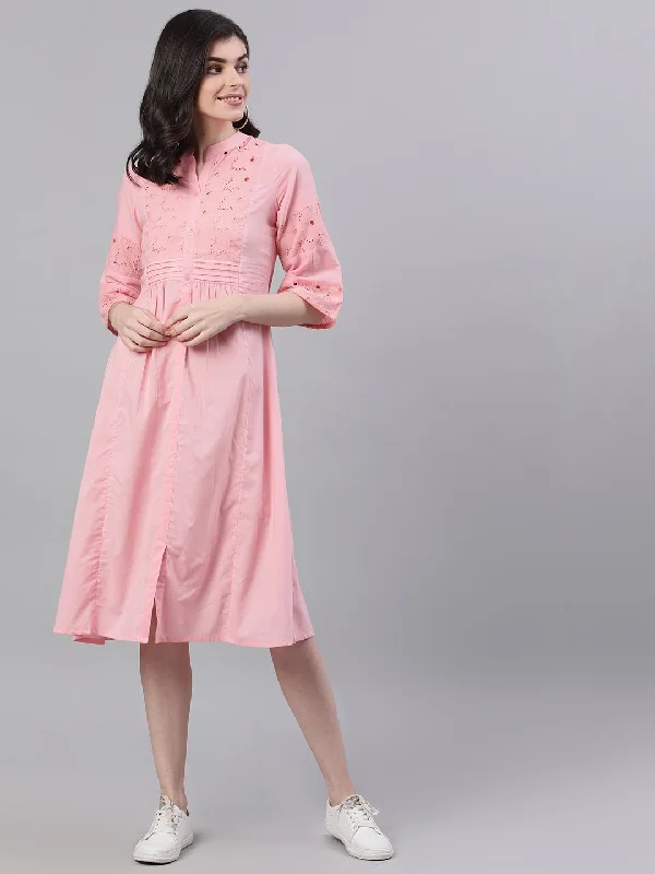 Women's Pink Solid Solid Mandarin Collar Cotton Maxi Dress - Nayo Clothing Comfortable T-Shirt Maxi Dress Women's Pink Solid Solid Mandarin Collar Cotton Maxi Dress - Nayo Clothing Comfortable T-Shirt Maxi Dress
